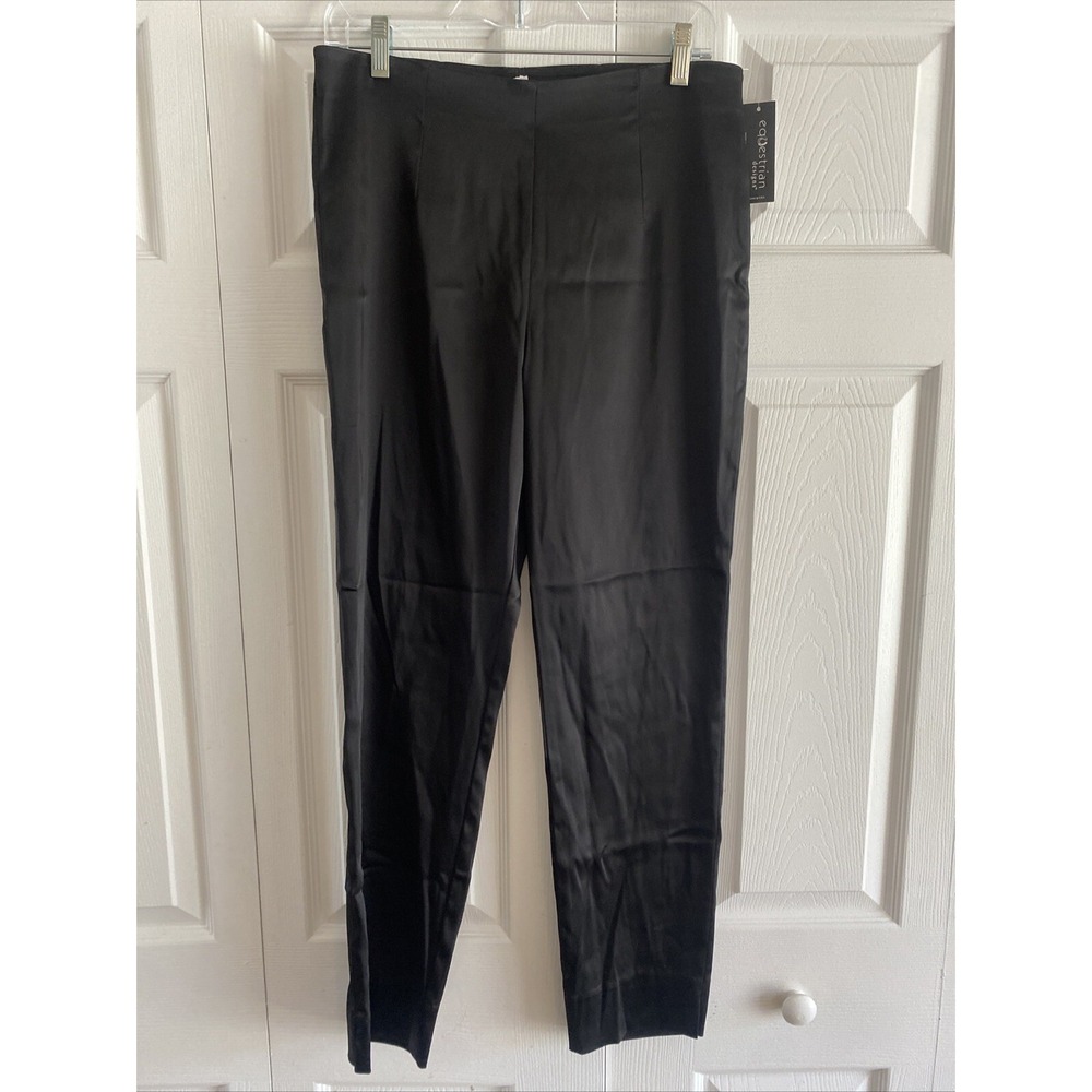 Equestrian Designs Tapered Trousers Womens Size M Black Satin Stretch Pants USA‎